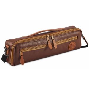 Gard Single Flute Case Cover – C foot – Leather Brown w/ Tan Trim