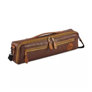Gard Single Flute Case Cover – B foot – Leather Brown w/ Tan Trim